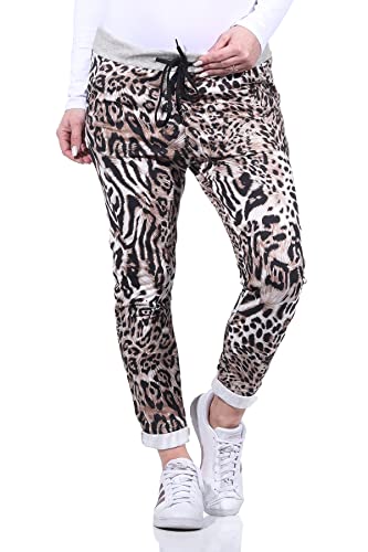 Mississhop 287 Damen Hose Cargohose Blumen Sweatpants Jogginghose Baumwolle Freizeithose Boyfriend Tierprint 24 von Mississhop