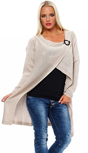 Mississhop 30-06 Cardigan Jacke Strick Sweatshirt Pullover Strickjacke Überwurf Einheitsgröße Beige von Mississhop