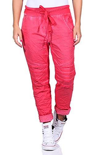 Mississhop 325 Damen Hose Freizeithose Stoffhose Elegante Haremshose im Birker Look Rot von Mississhop