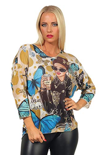 Mississhop 338 Trendstarker Damen Pop Art Print Feintstrick Pullover Italy Blogger Fashion Style Model 5 von Mississhop