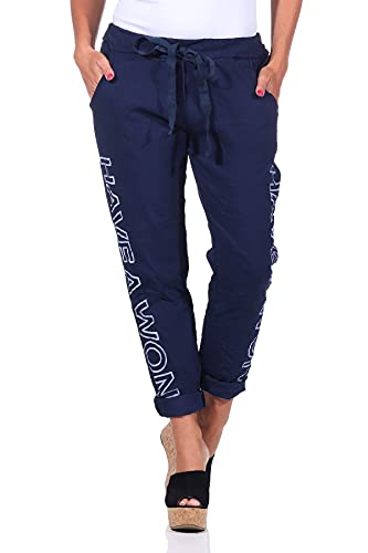 Mississhop 349 Damen Hose Freizeithose Stoffhose Boyfriend Sweatpants 36 38 40 42 Dunkelblau von Mississhop