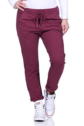 Mississhop 354 Jogginghose Damen Baumwolle | Sporthose Lang Slim Fit | Sweatpants Women Baggy High Waist | Laufhosen mit Seitentaschen | Freizeithose Frauen | Trainingshose Fitness Jogger Bordeaux von Mississhop