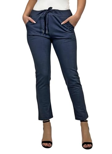 Mississhop 354 Jogginghose Damen Baumwolle | Sporthose Lang Slim Fit | Sweatpants Women Baggy High Waist | Laufhosen mit Seitentaschen | Freizeithose Frauen | Trainingshose Fitness Jogger Dunkelblau von Mississhop