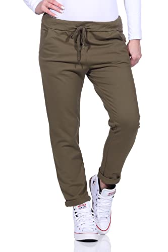 Mississhop 354 Jogginghose Damen Baumwolle | Sporthose Lang Slim Fit | Sweatpants Women Baggy High Waist | Laufhosen mit Seitentaschen | Freizeithose Frauen | Trainingshose Fitness Jogger Oliv Khaki von Mississhop