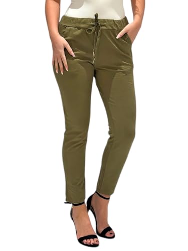 Mississhop 354 Jogginghose Damen Baumwolle | Sporthose Lang Slim Fit | Sweatpants Women Baggy High Waist | Laufhosen mit Seitentaschen | Freizeithose Frauen | Trainingshose Fitness Jogger Oliv Khaki von Mississhop