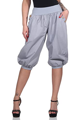 Mississhop 371 Caprihosen Damen Hose Capri Freizeithose Baggy Haremshose Baumwolle Grau von Mississhop