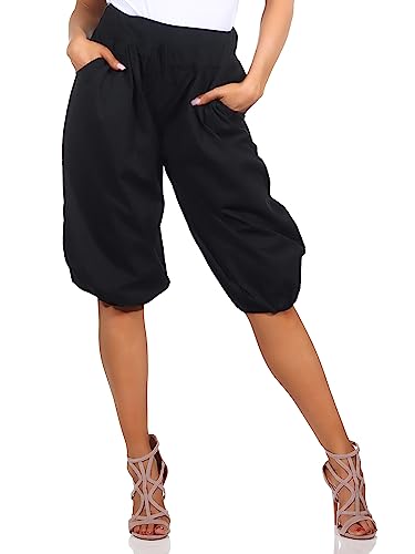 Mississhop 374 Caprihose Damen Baumwolle 100% Sommerhose Haremhose Schwarz von Mississhop