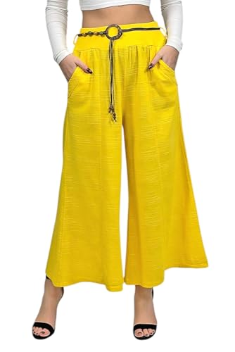 Mississhop 375 Baumwollhose 100% Baumwolle Hose Sommerhose mit schickem Gürtel Gelb Mississhop 375 Baumwollhose 100% Baumwolle Hose Sommerhose mit schickem Gürtel Gelb von Mississhop