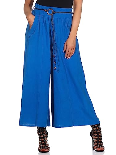 Mississhop 375 Baumwollhose 100% Baumwolle Hose Sommerhose mit schickem Gürtel Royalblau von Mississhop