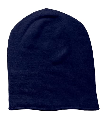Mississhop 381 Feinstrick Kaschmir-Gemisch Beanie Mütze Slouch/XXL Schal/Handschuhe Dunkelblau Einheitsgroesse Muetze von Mississhop