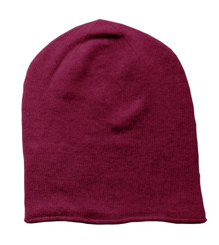 Mississhop 381 Feinstrick Kaschmir-Gemisch Beanie Mütze Slouch/XXL Schal/Handschuhe Bordeaux Einheitsgroesse Muetze von Mississhop
