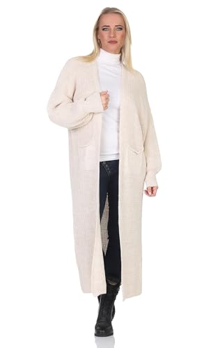 Mississhop 384 Longstrickjacke extra Lange Strickjacke Cardigan Jacke Beige von Mississhop