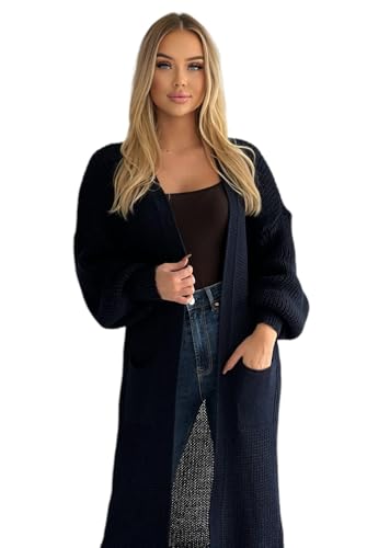 Mississhop 384 Longstrickjacke extra Lange Strickjacke Cardigan Jacke Dunkelblau von Mississhop