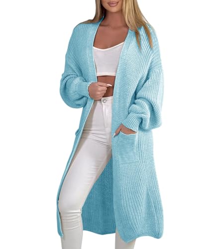 Mississhop 384 Longstrickjacke extra Lange Strickjacke Cardigan Jacke Hellblau von Mississhop