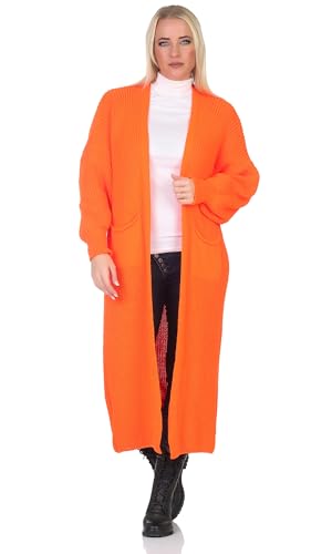 Mississhop 384 Longstrickjacke extra Lange Strickjacke Cardigan Jacke Orange von Mississhop