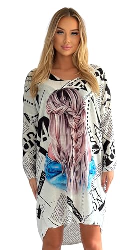 Mississhop 392 Pop Art Trendstarker Damen Feintstrick Kleid Pullover Model 1 von Mississhop