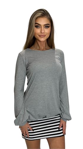 Mississhop 5-78 Damen Minikleid Kleid Tunika mit schwarzen Streifen Grau M Mississhop 5-78 Damen Minikleid Kleid Tunika mit schwarzen Streifen Grau M von Mississhop