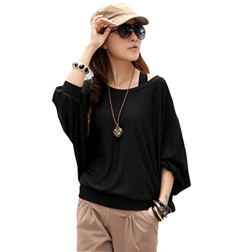 Mississhop 51-42 Japan Style Damen Batwing Shirt Longshirt Tunika Bluse Pulli Schwarz S von Mississhop