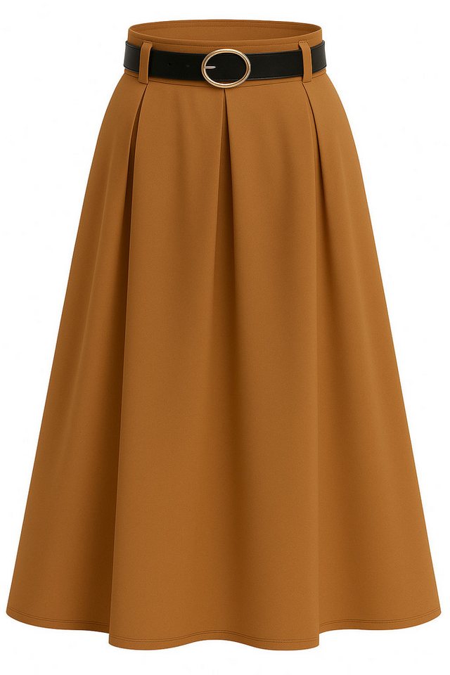 Mississhop A-Linien-Rock Eleganter Faltenrock mit Gürtel – mittellang M.430 von Mississhop