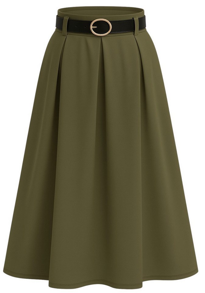 Mississhop A-Linien-Rock Eleganter Faltenrock mit Gürtel – mittellang M.430 von Mississhop