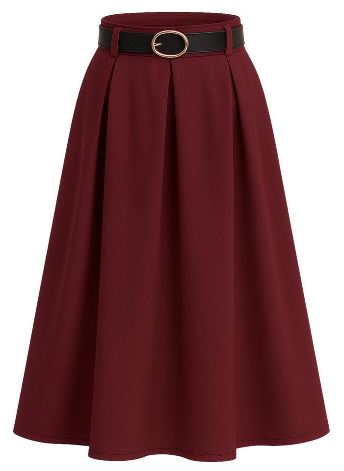Mississhop A-Linien-Rock Eleganter Faltenrock mit Gürtel – mittellang M.430 von Mississhop