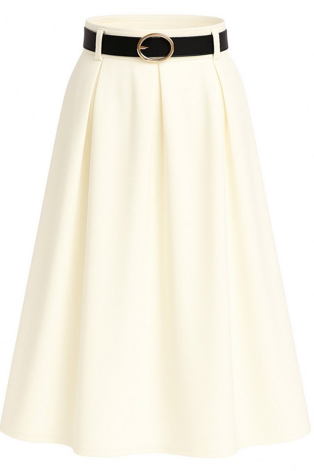 Mississhop A-Linien-Rock Eleganter Faltenrock mit Gürtel – mittellang M.430 von Mississhop