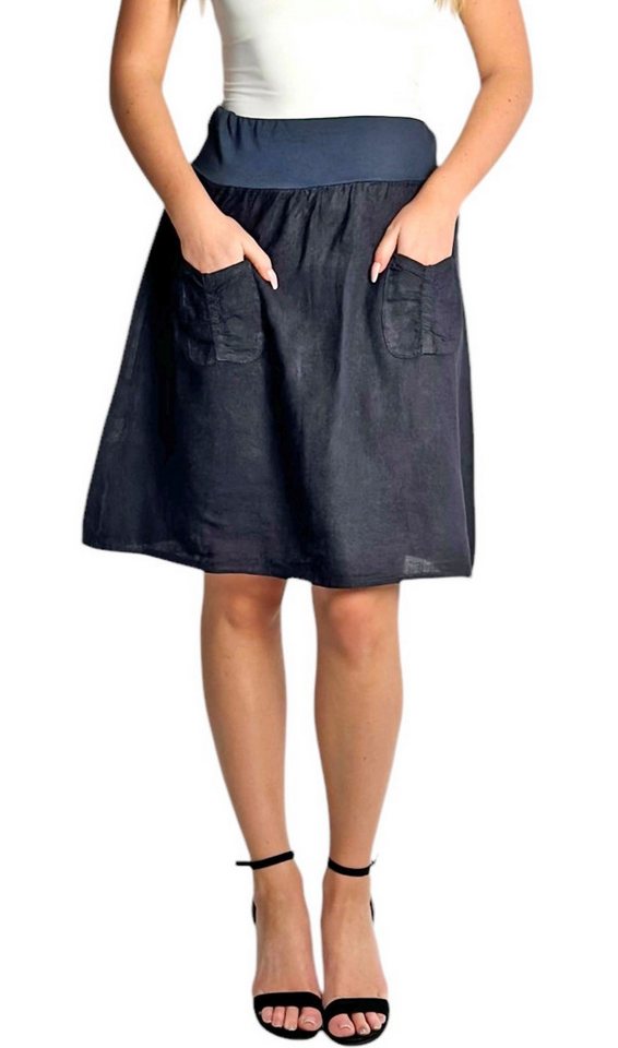 Mississhop A-Linien-Rock Leinen Rock Sommerrock locker Freizeit 100% Leinen M.358 von Mississhop