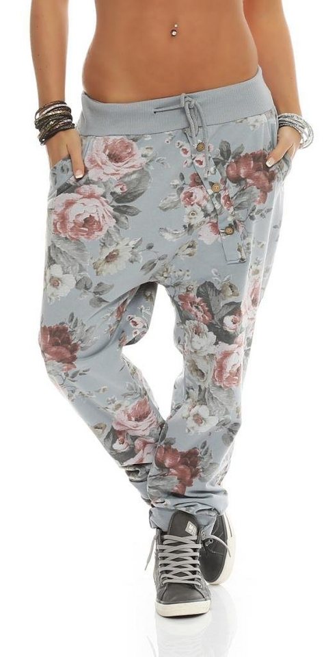 Mississhop Boyfriend-Hose Damen Hose Sweatpants Jogginghose Blumen M.130 von Mississhop