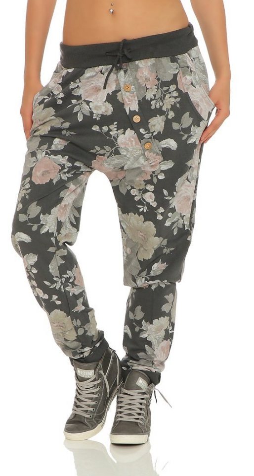 Mississhop Boyfriend-Hose Damen Hose Sweatpants Jogginghose Blumen M.130 von Mississhop