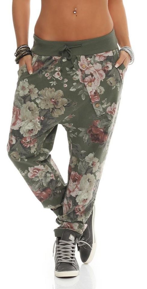 Mississhop Boyfriend-Hose Damen Hose Sweatpants Jogginghose Blumen M.130 von Mississhop