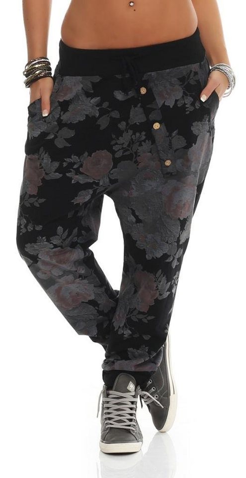 Mississhop Boyfriend-Hose Damen Hose Sweatpants Jogginghose Blumen M.130 von Mississhop