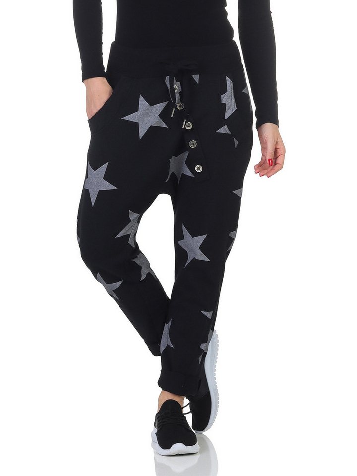 Mississhop Boyfriend-Hose Damen Hose Sweatpants Jogginghose Sterne M.132 von Mississhop