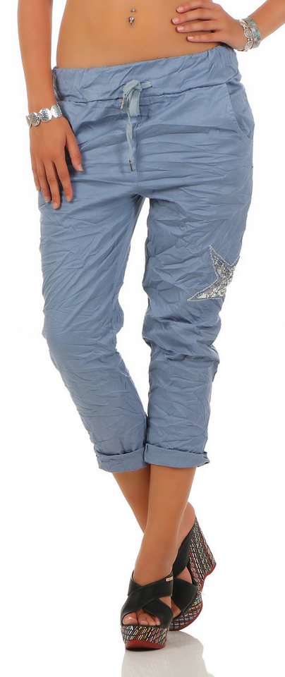 Mississhop Chinohose Trendige Jogger-Hose mit Print & Patches – Bequem von Mississhop