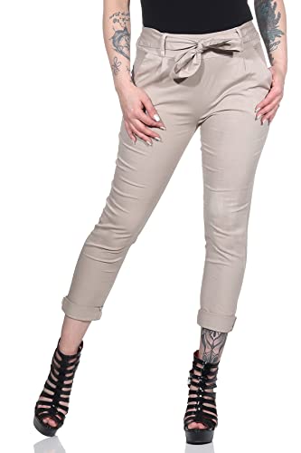 Mississhop Damen Baumwolle Klassische Chino mit Schleife (Mod. 364) Beige XXL von Mississhop