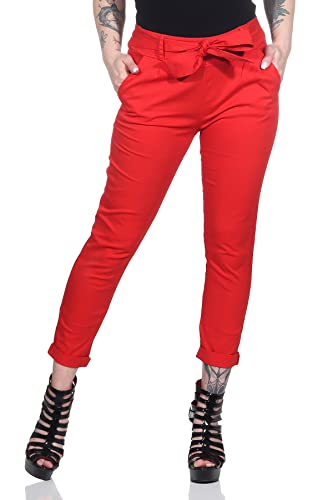 Mississhop Damen Baumwolle Klassische Chino mit Schleife (Mod. 364) Rot L von Mississhop