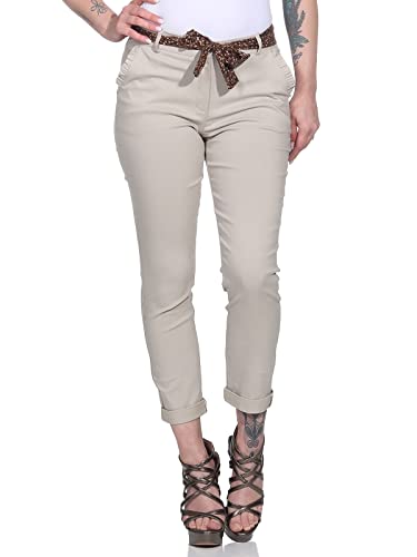 Mississhop Female Damen Stretch Klassische Chino Hose (Mod. 366) Beige L von Mississhop