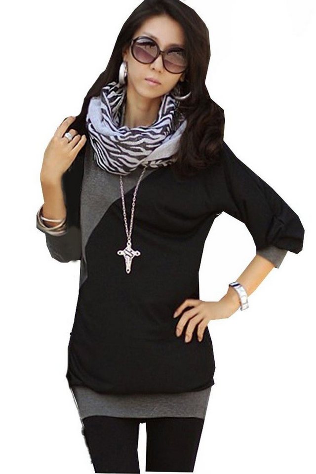 Mississhop Fledermauspullover Damen Bluse Longshirt Tunika mit ¾ ÄRMELN S M L XL von Mississhop