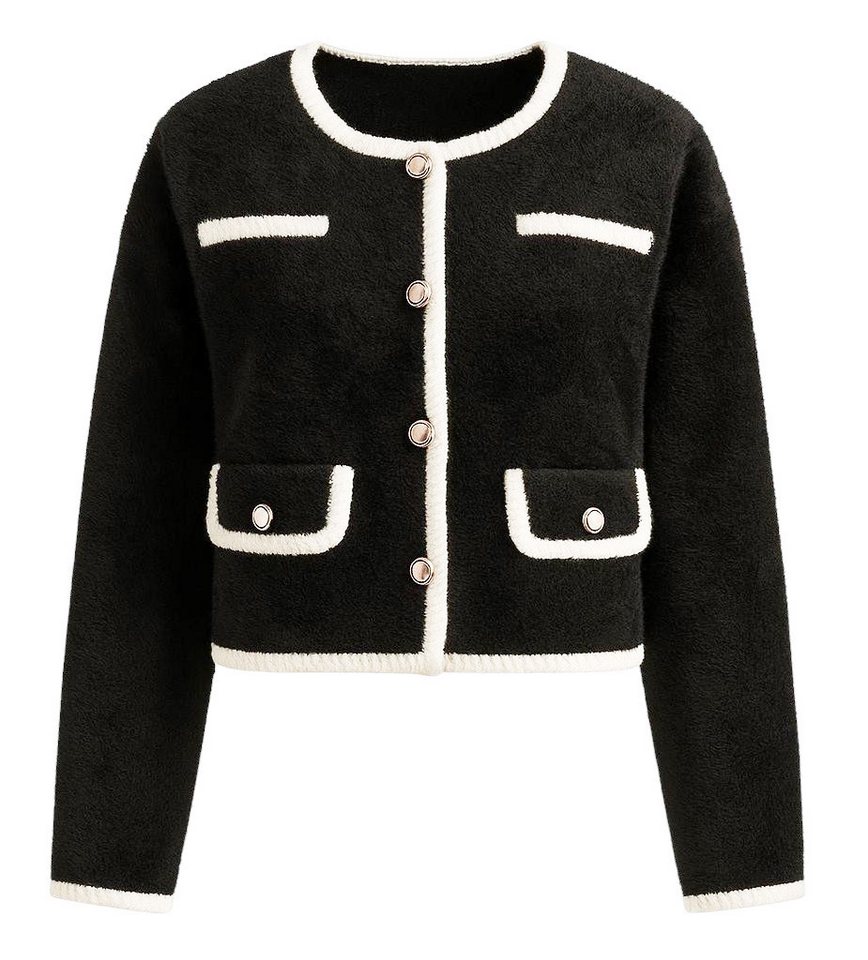 Mississhop Kurzjacke Damen Bouclé-Blazer mit Kontrastpaspeln – stilvoller Kurzblazer M.419 von Mississhop