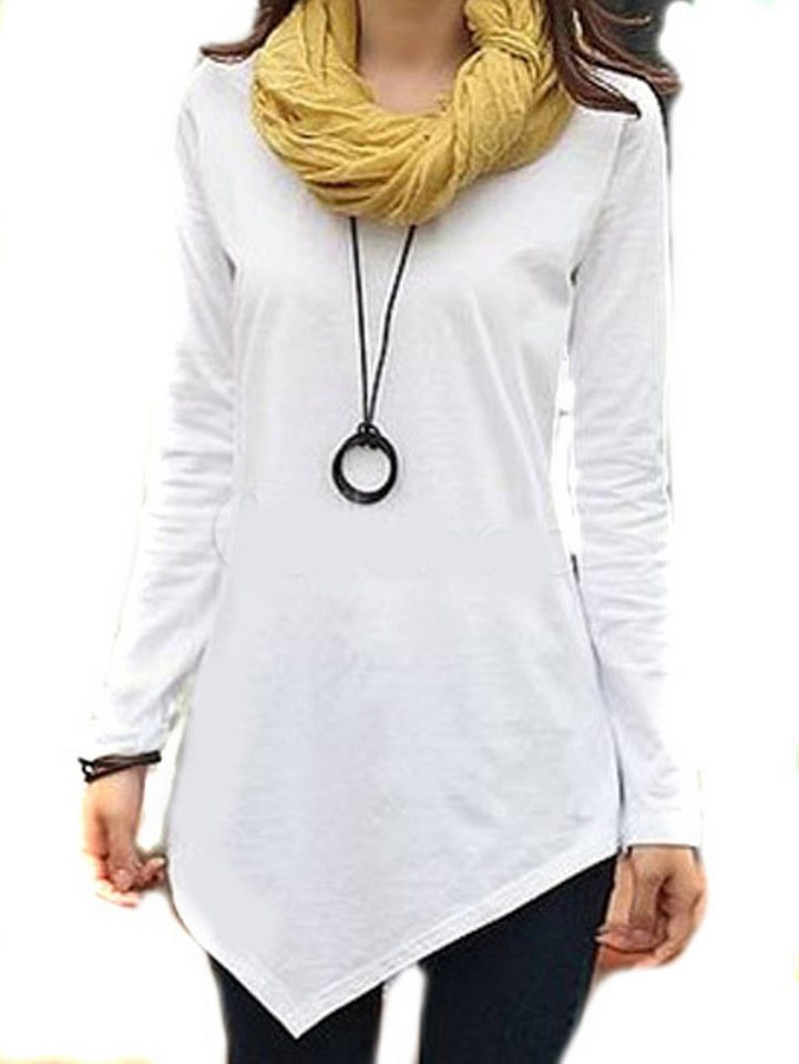 Mississhop Langarmshirt Elegantes Asymmetrisches Longshirt Baumwolle M.Kalina von Mississhop