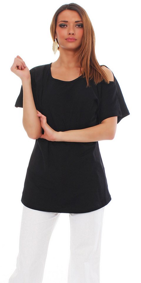 Mississhop Langarmshirt Trendiges Damen-Shirt mit Cut-Out-Ärmeln M. Klara von Mississhop