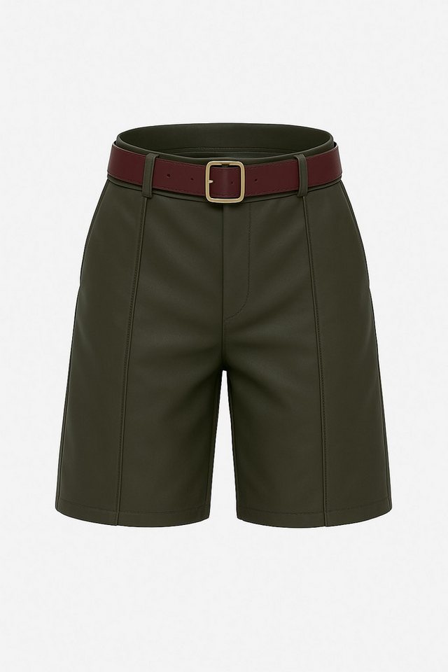 Mississhop Lederimitathose Damen Bermuda aus Kunstleder mit Gürtel M.436 von Mississhop