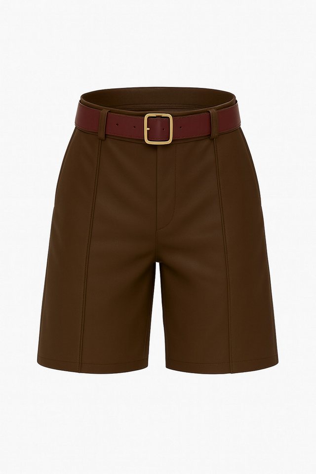 Mississhop Lederimitathose Damen Bermuda aus Kunstleder mit Gürtel M.436 von Mississhop