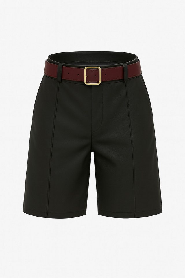 Mississhop Lederimitathose Damen Bermuda aus Kunstleder mit Gürtel M.436 von Mississhop