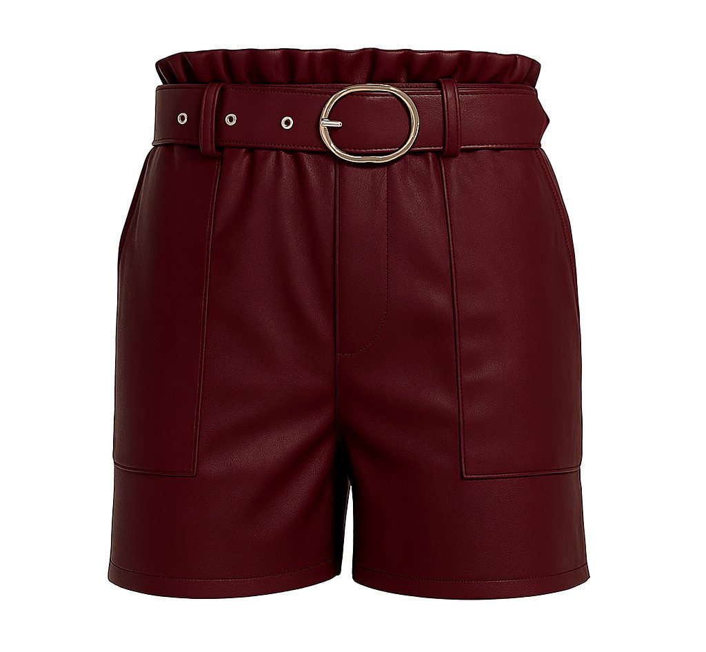 Mississhop Lederimitathose Damen Shorts aus Kunstleder mit Gürtel M.402 von Mississhop