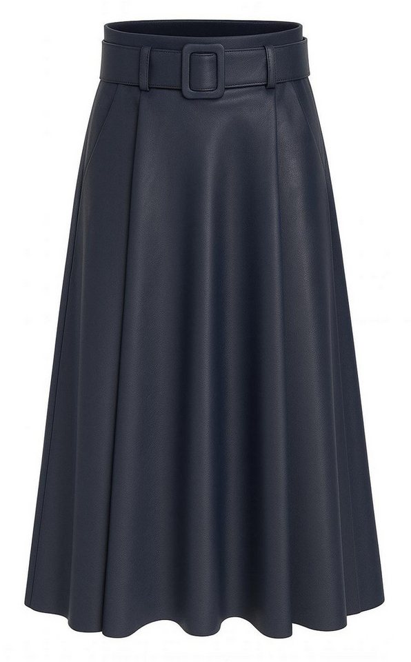Mississhop Lederimitatrock Damen A-Linien Rock mit Gürtel – Kunstleder M.401 von Mississhop