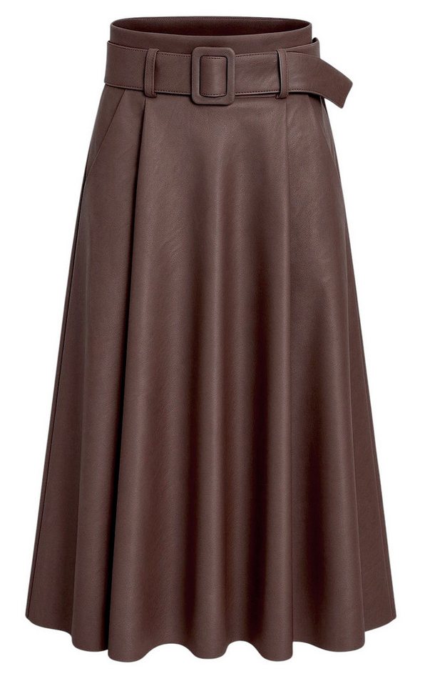 Mississhop Lederimitatrock Damen A-Linien Rock mit Gürtel – Kunstleder M.401 von Mississhop