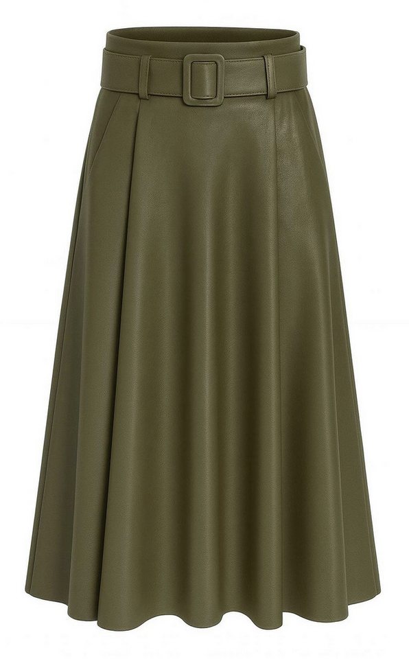 Mississhop Lederimitatrock Damen A-Linien Rock mit Gürtel – Kunstleder M.401 von Mississhop