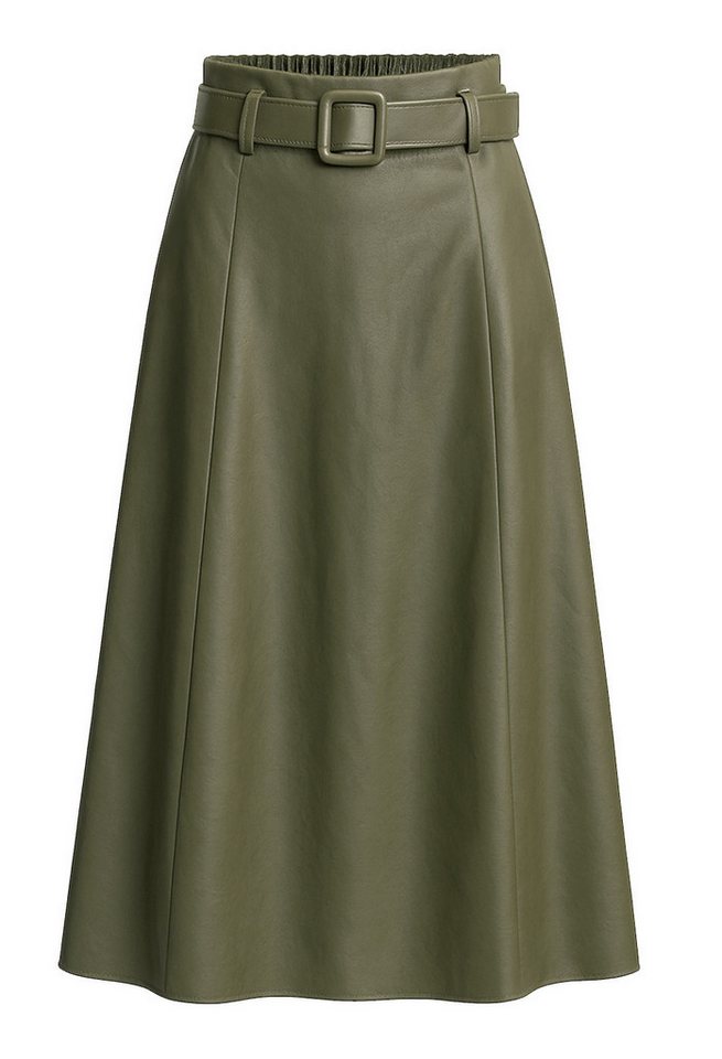 Mississhop Lederimitatrock Damen A-Linien Rock mit Gürtel – Kunstleder M.401 von Mississhop