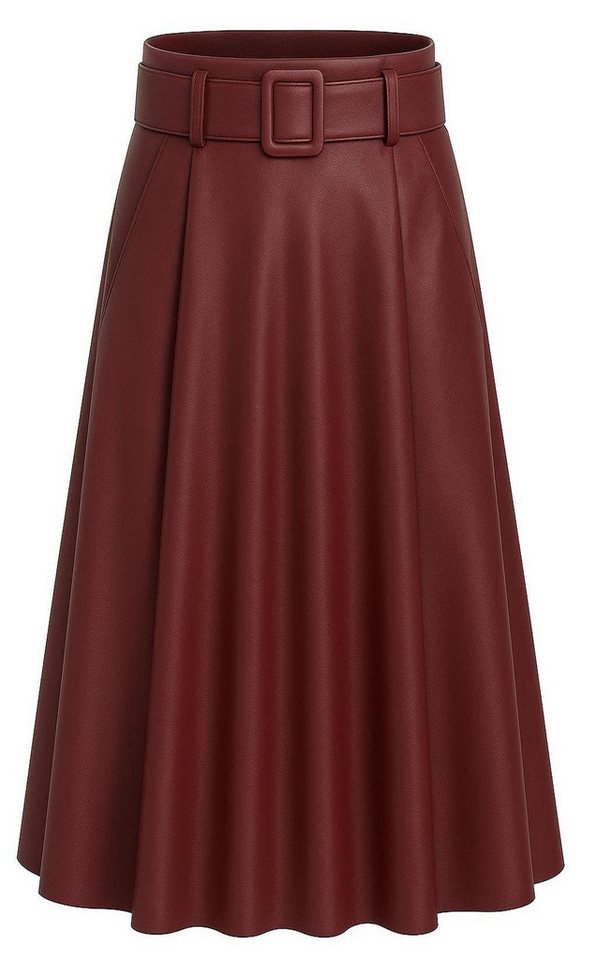 Mississhop Lederimitatrock Damen A-Linien Rock mit Gürtel – Kunstleder M.401 von Mississhop