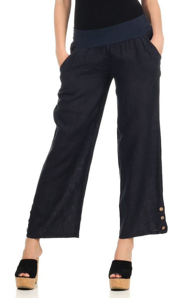 Mississhop Leinenhose Leinenhose 100 % Leinen Freizeithose 7/8 Lange Hose M.319 von Mississhop